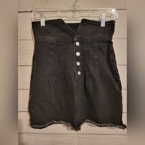 Le Lis Collection Skirt Womens Small Black Button Denim Mini Casual Pockets